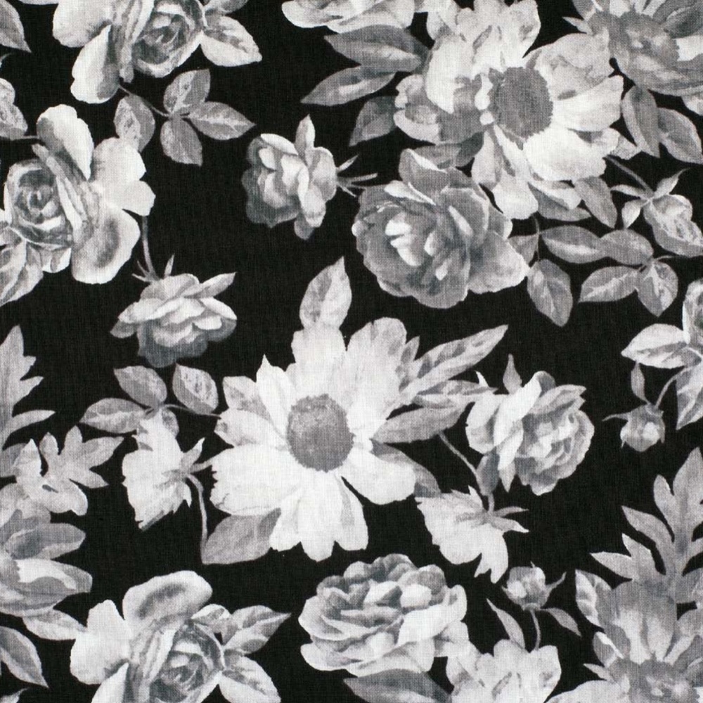Black and grey floral mask